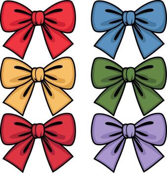 a set of bow ties with different colors on them. vector