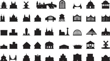 Silhouettes of buildings and other structures vector