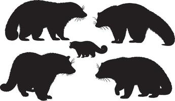 Black silhouettes of raccoons vector
