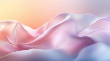 Soft fabric waves in pastel colors create a serene atmosphere in a tranquil setting at dawn photo