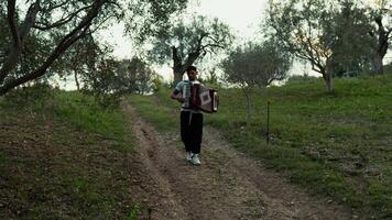Accordionist Following The Path Playing video
