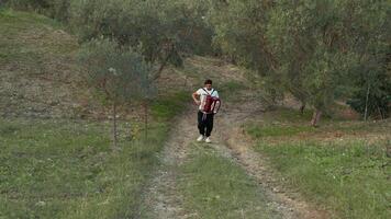 Accordion Player Walking And Making Music video