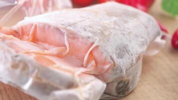 Vacuum Packaging Fresh Salmon Fillets Served with a Delightful Array of Vegetables video