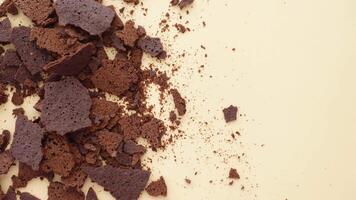 Delicious Crumbled Dark Chocolate on a Light and Inviting Background video