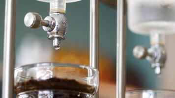 Close-Up View of Coffee Brewing Equipment in Cafe video