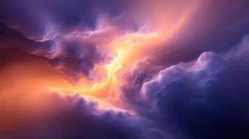 Stunning display of colorful clouds during twilight enhances the sky with vibrant hues of orange and purple photo
