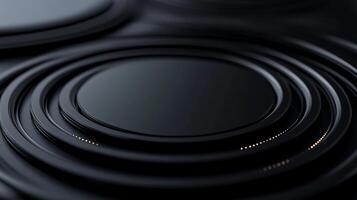 Abstract close-up of concentric circular patterns in a sleek dark design emphasizing texture and depth photo