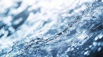 Rippling water droplets glisten under sunlight, creating a refreshing atmosphere in a natural water body during a clear day photo