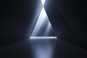 Light streaming through a triangular opening in a dark room creates a captivating visual effect at night photo