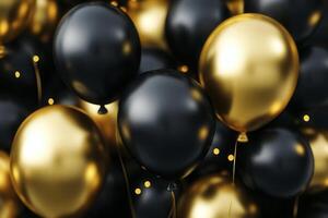 Black and gold balloons create a festive atmosphere for a celebration or event during an evening gathering photo