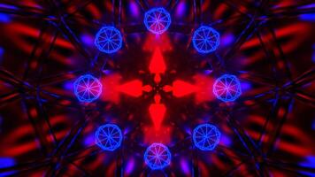 Red and Blue Mirror Abstraction With Neon Triangles Background VJ Loop l 4K video