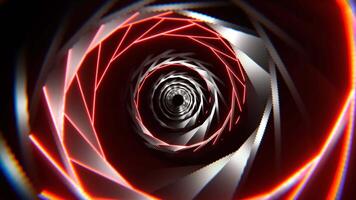 Red and White Spiral Neon Tunnel Background VJ Loop l 4K video