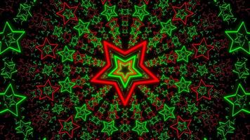 Green and Red Neon Stars Tunnel Background VJ Loop In 4K video