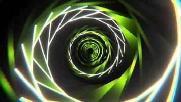 White and Light Green Spiral Neon Tunnel Background VJ Loop l 4K video