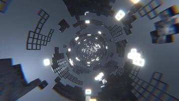 White Sci-Fi Tunnel Elements Neon Grid Background VJ Loop l 4K video