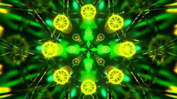 Yellow and Green Mirror Abstraction With Neon Triangles Background VJ Loop l 4K video
