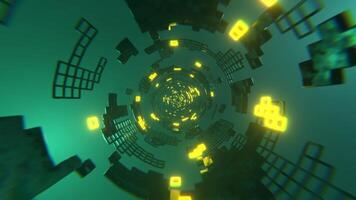 verde e amarelo ficção científica túnel elementos néon rede fundo vj ciclo eu 4k video