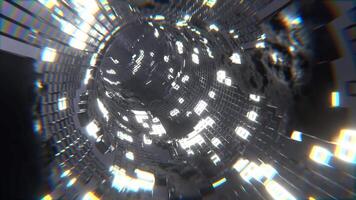 White Sci-Fi Torus Tunnel Elements Neon Grid Background VJ Loop l 4K video