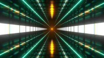 White Green and Orange Square Neon Tunnel Background VJ Loop 4K video