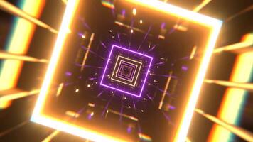 Purple and Yellow Neon Strobe Frame Tunnel Background VJ Loop In 4K video