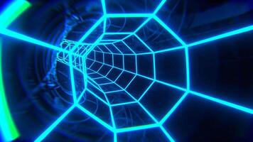 Cyan Neon Octagonal Torus Tunnel Background VJ Loop l 4K video