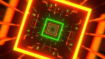 Green and Orange Neon Strobe Frame Tunnel Background VJ Loop In 4K video