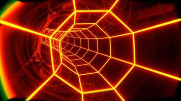 Orange Neon Octagonal Torus Tunnel Background VJ Loop l 4K video