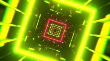 Pink and Light Green Neon Strobe Frame Tunnel Background VJ Loop In 4K video