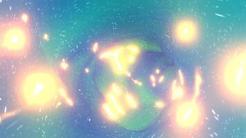 Blue and Green Ring Tunnel With Twinkling Lights Background VJ Loop l 4K video