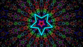 multicolor neón estrellas túnel antecedentes vj lazo en 4k video