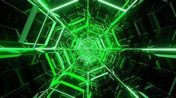 Green Octagonal Neon Tunnel Background VJ Loop l 4K video