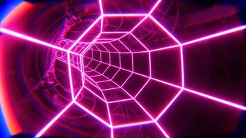 Pink Neon Octagonal Torus Tunnel Background VJ Loop l 4K video