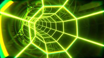 Light Green Neon Octagonal Torus Tunnel Background VJ Loop l 4K video