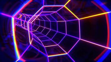 Purple and Orange Neon Octagonal Torus Tunnel Background VJ Loop l 4K video