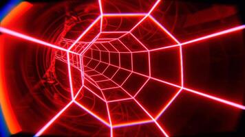 Red Neon Octagonal Torus Tunnel Background VJ Loop l 4K video