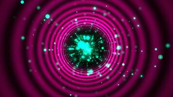 Turquoise and Light Green Wavy Tunnel With Glowing Particles Background VJ Loop 4K video