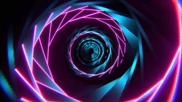 Cyan and Pink Spiral Neon Tunnel Background VJ Loop l 4K video