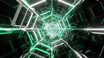 White and Light Green Octagonal Neon Tunnel Background VJ Loop l 4K video