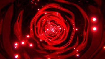 Red and White Metallic Tunnel With Neon Particles Background VJ Loop l 4K video