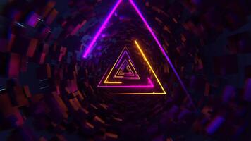Rosa roxa e laranja néon ficção científica triangular túnel fundo vj ciclo 4k video