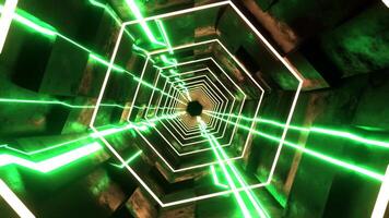 Multicolor Hexagonal Sci-Fi Tunnel With Neon Lights Background VJ Loop l 4K video