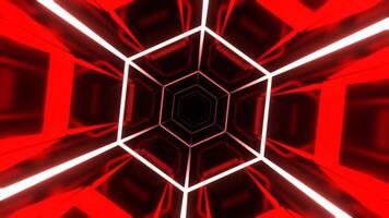 Red and White Neon Hexagon Tunnel Background VJ Loop l 4K video
