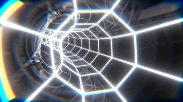 White Neon Octagonal Torus Tunnel Background VJ Loop l 4K video