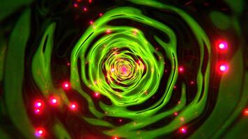 Light Green and Pink Metallic Tunnel With Neon Particles Background VJ Loop l 4K video