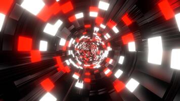 branco e vermelho ficção científica túnel com néon quadrados fundo vj ciclo eu 4k video