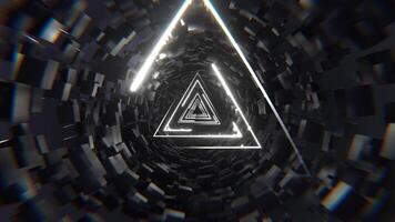 White Neon Sci-Fi Triangular Tunnel Background VJ Loop 4K video