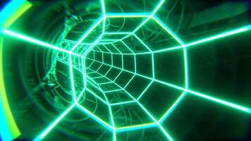 Turquoise Neon Octagonal Torus Tunnel Background VJ Loop l 4K video