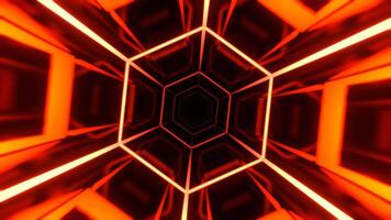 Orange Neon Hexagon Tunnel Background VJ Loop l 4K video