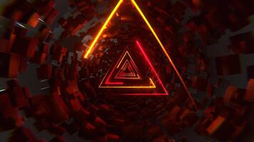 laranja e vermelho néon ficção científica triangular túnel fundo vj ciclo 4k video