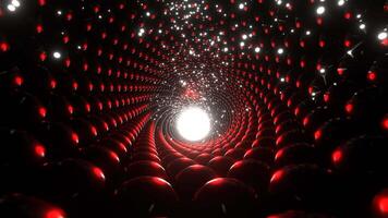 röd och vit abstrakt spiral tunnel med partiklar bakgrund vj slinga l 4k video